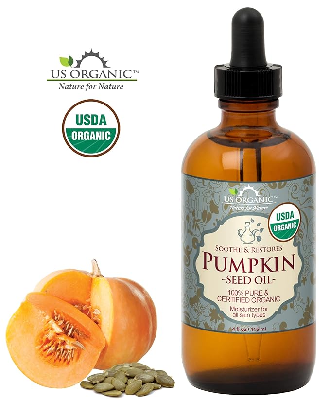 US Organic Pumpkin Seed Oil, USDA Certified Organic,100% Pure & Natural, Cold Pressed Virgin, Unrefined in Amber Glass Bottle w/Glass Eyedropper for Easy Application (Large (4 oz, 115 ml))-FemmiqueWomen