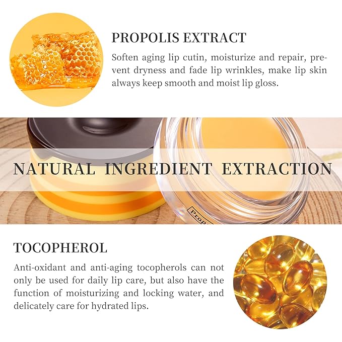 2 PCS Bee Honey Lip Balm Honey Pot, Bee Honey Lip Mask, Reduces Lip Lines, Hydrate & Moisturizing Lip Skin Care, Prevention Dry Cracked Lips, Bee Honey Lip Balm for Lip Repair Treatment-FemmiqueWomen