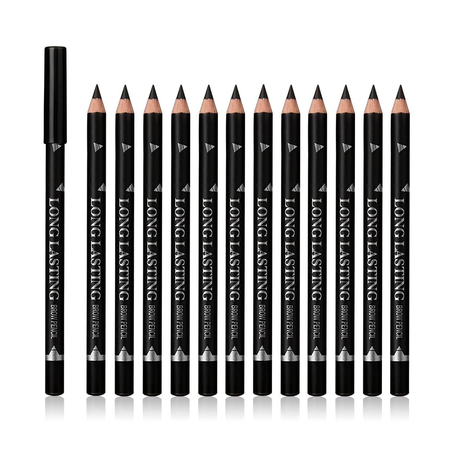12 Pcs Black Eyebrow Pencil Eyeliner Set, Waterproof Eye Brow Pencil, Easy to Color, Long Lasting Eye Liner Gel Pen, Women Professional Eye-Makeup Pencil-FemmiqueWomen