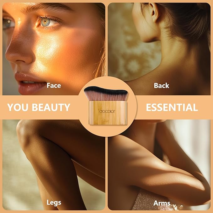 docolor Self Tanner Brush Large Body Makeup Brush, Soft Vegan Tanning Brush no stripes, for Foundation, Self-tanner, Bronzer, Self Tan Back Applicator Body + Face Self-Tan Blending Brush Gift Box-FemmiqueWomen