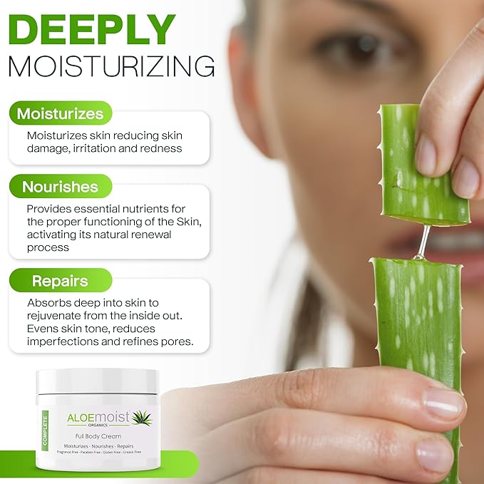 Organic Aloe Vera Lotion - Face & Body Moisturizing Cream with Natural Aloe Vera, Vitamin E Oil, Vitamin C, Retinol Cream, Shea Butter – Anti Aging Face Moisturizer for Women, Dry Skin (8 oz)-FemmiqueWomen