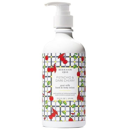 Beekman 1802 Pistachio & Dark Cherry Goat Milk Body Lotion- Scented - 12.5 oz - Hydrating & Deeply Moisturizing - With Shea Butter & Jojoba Seed Oil - Good for Sensitive Skin - Cruelty Free-FemmiqueWomen