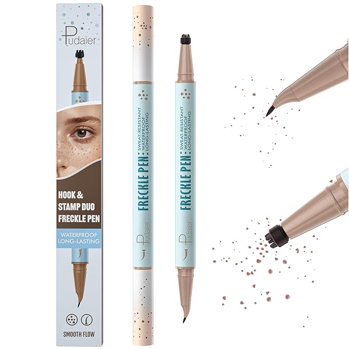 2-in-1 Dual Ended Microblading Freckle Pen & Freckle Stamp,Waterproof Freckle Stamp & Precise 15°Tip for Natural Lifelike Freckle Makeup,Perfect Make up,Last 24Hrs.-FemmiqueWomen