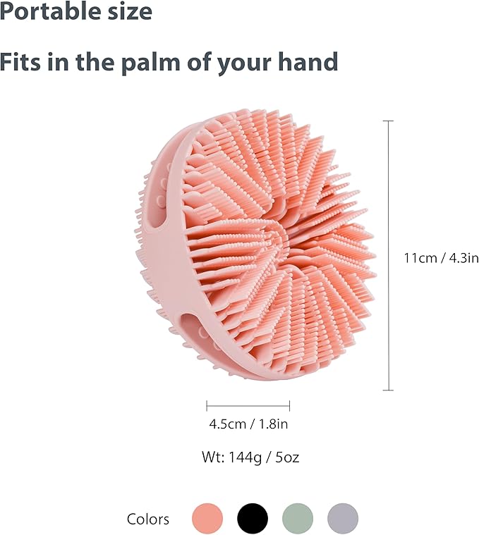 2 PC Silicone Exfoliating Body Scrubber, Silicone Body Shampoo Brush, Soft Silicone Loofah for Sensitive Skin, Shower Silicone Hair Scalp Massager, Easy to Clean, Lather Well(Pink&Black)-FemmiqueWomen