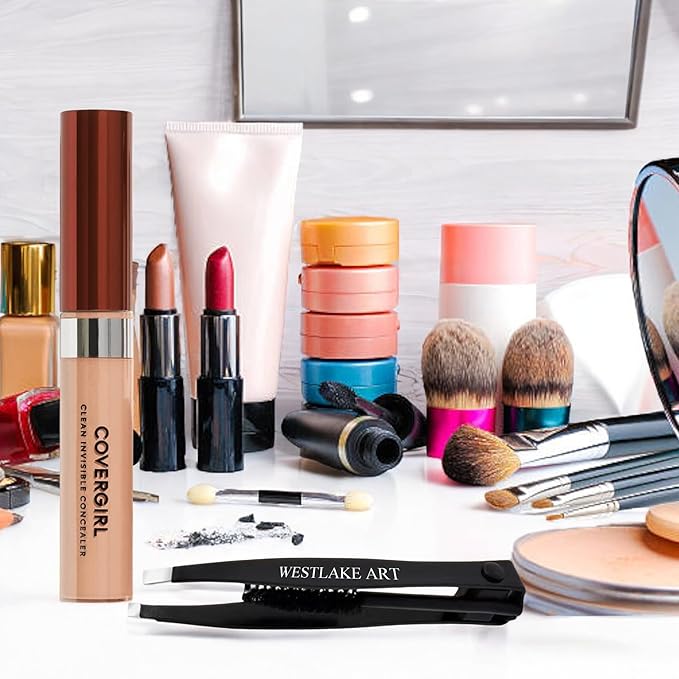 Invisible Lightweight Concealer, 0.32 Oz, Lightweight, Buildable Coverage For Flawless Complexion, Medium Concealer Bundle With Eyebrow Tweezers, Long-Lasting Wear, [Pack Of 1]-FemmiqueWomen