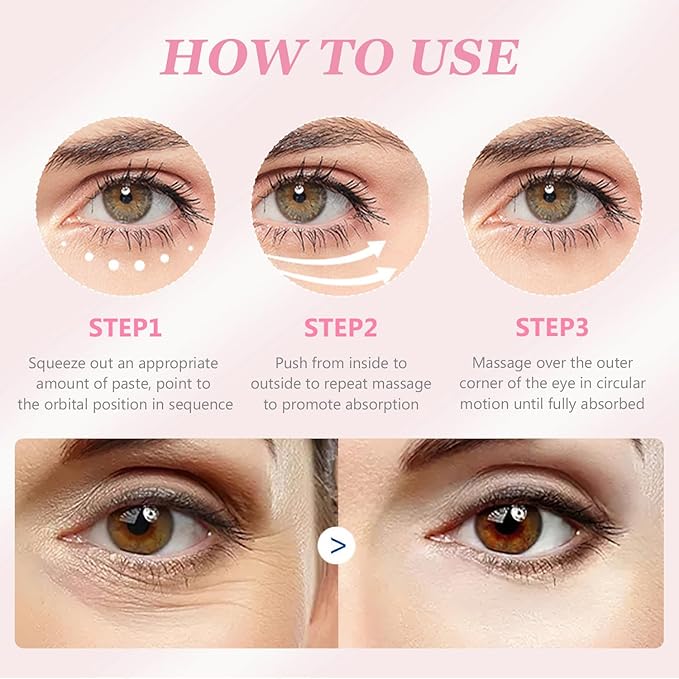 Instant Under Eye Cream, Ream For Eye Bags, Moisturizing Eye Cream, Anti-Wrinkle Eye, Brightening Eyes Tightener Cream, Helps To Instantly Reduce The Puffy Eye Look（2pcs）-FemmiqueWomen