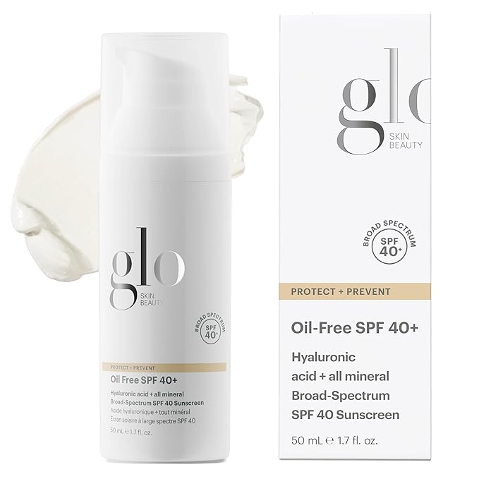 Glo Skin Beauty Oil Free SPF 40+ Hyaluronic Acid Infused All Mineral Sunscreen - Protect Against Sun Damage & Aging Environmental Skin Stressors - Weightless, Invisible Finish-FemmiqueWomen