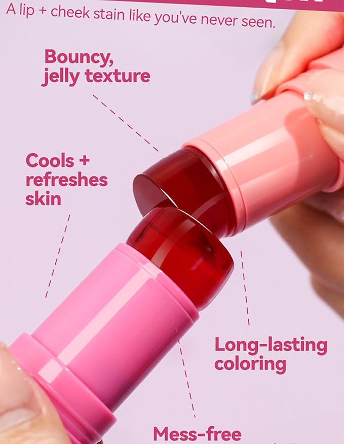 Jelly Blush Stick, Water Jelly Tint Makeup, Sheer Lip & Cheek Tint Stain - Buildable Lightweight Finish, Moisturizing Waterproof Long Lasting Water Tint Lip Stain Makeup-FemmiqueWomen