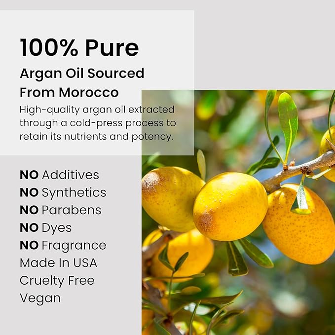 Argan Oil 100% Pure Moroccan Cold-Pressed Face, Body and Hair Lightweight Oil for Moisturizing, Hydrating & Skin Nourishment, 1 oz-FemmiqueWomen
