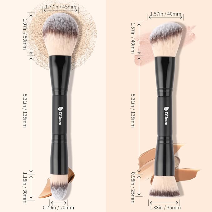 DUcare Makeup Brushes Duo End Foundation Contour Powder and Buffer Brush Bronzer Double Makeup Brush Set 2Pcs black-FemmiqueWomen