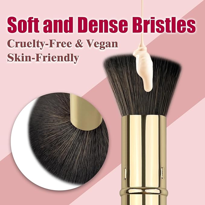 Retractable Kabuki Brush, Travel Powder Foundation Makeup Brush Face Blush Brushes for Liquid, Cream and Powder Face Makeup, Travel Size Makeup Brush-FemmiqueWomen