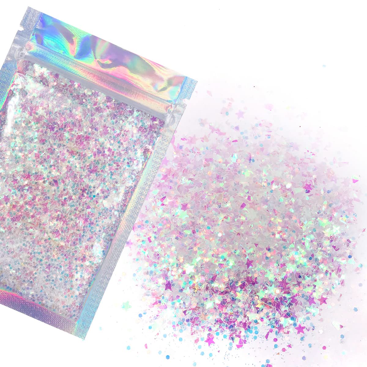 Iridescent Body Glitter - 15g Chunky Holographic Face, Hair, and Eye Glitter - Rave and Festival Accessories - Cosmetic Makeup Loose Set-FemmiqueWomen