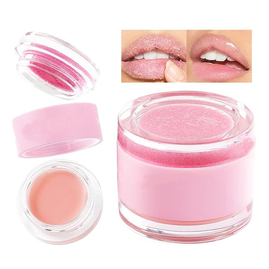 2 In 1 Lip Care Set - Lip Sleep Mask & Lip Scrub - Lip Wrinkles Improve - Cracked Lip Lipstick & Moisturizing Cream - Night Exfoliation Improve Dry and Peeling Lips - Suitable for All Skin Lip Primer-FemmiqueWomen