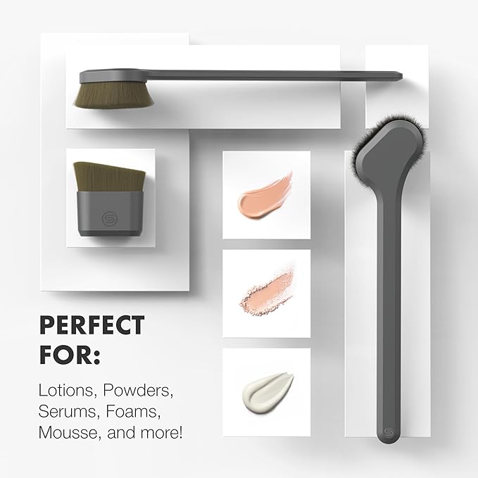 SONN Self Tanner Brushes - Body and Face Kabuki Brush Applicator for Fake Tan, Lotion, Makeup, and Sunscreen, Back Applicator for Sunless Tanner and cream (Face Brush)-FemmiqueWomen