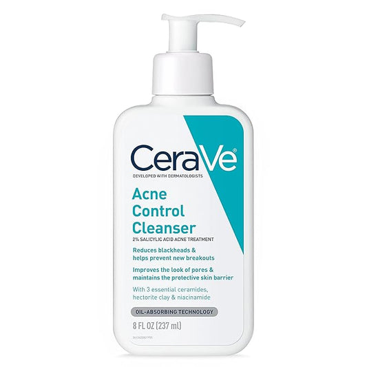 CeraVe Acne Treatment Face Wash, Salicylic Acid Cleanser with Purifying Clay, Niacinamide, and Ceramides, Pore Control and Blackhead Remover, 8 Ounce-FemmiqueWomen