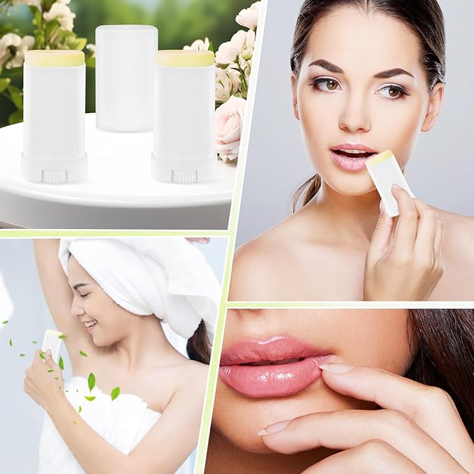 30 Pieces 15g/0.5oz White Oval Plastic Lip Balm Tubes,Empty Deodorant Bottles,Twist-Up Chap Stick Storage Containers for DIY Homemade Sunscreen Bar,Moisturizing Stick,Crayon-FemmiqueWomen