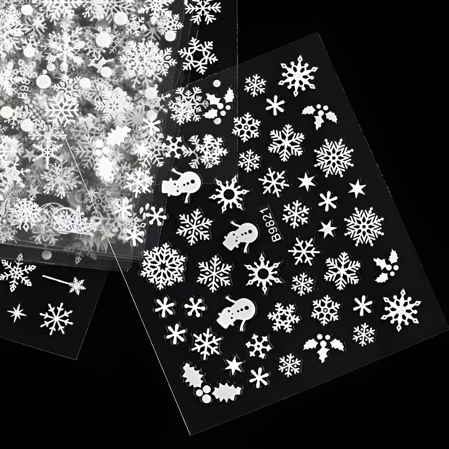 30 Sheets Christmas Nail Art Stickers Decals 3D Self-Adhesive Snowflake Nail Stickers White Snowmen Santa Claus Elk Nail Supplies New Year DIY Nail Decals-FemmiqueWomen