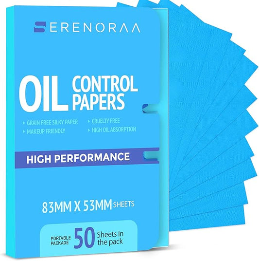 Oil Blotting Sheets for Face - Portable 1x50 Blue Oil Wipes Sheets for Face - Japanese High Performance Technology Makeup Blotting Paper -Grain Free Softer Oil Pads Absorbing Face Oil Tissues for Face-FemmiqueWomen