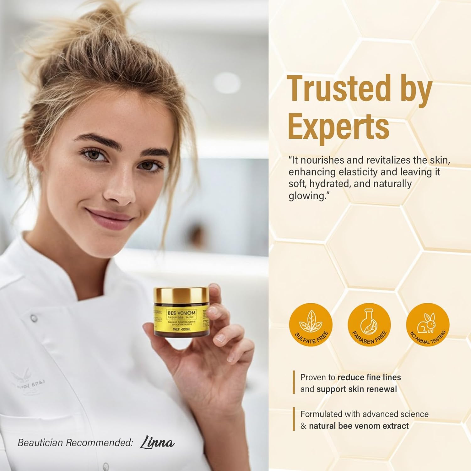 Bee Venom Cream, Bee Venom Skin Treatment Cream, Firming & Brightening Skin Tone, Natural Formula for Face, Body, Hands and Feet-FemmiqueWomen