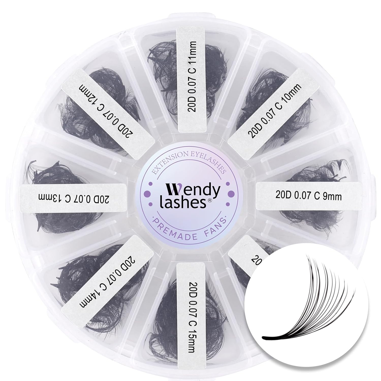 Pre-made Fans for Eyelash Extension 500+20D D Curl Handmade Loose Volume Lashes9-16mm-FemmiqueWomen