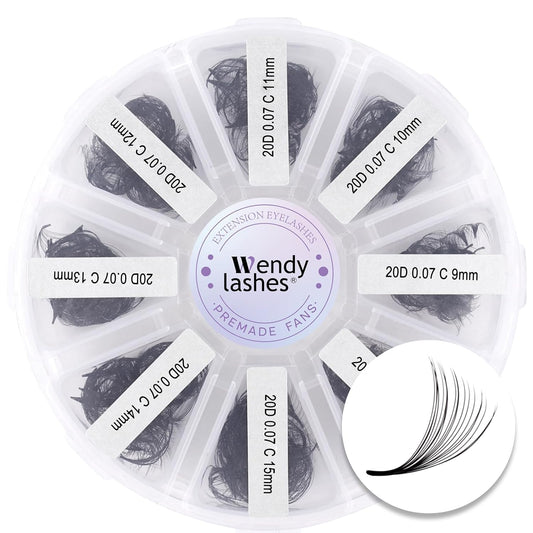 Pre-made Fans for Eyelash Extension 500+20D D Curl Handmade Loose Volume Lashes9-16mm-FemmiqueWomen