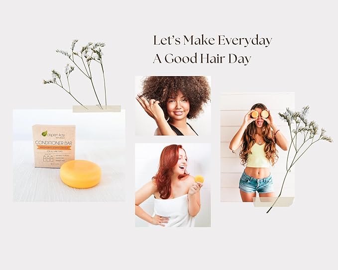 Solid Lemongrass & Sweet Orange Conditioner Bar, Natural & Organic, For All Hair Types Including Frizzy, Sulfate-Free & Cruelty-Free, 2.3 Ounce (2-Pack)-FemmiqueWomen