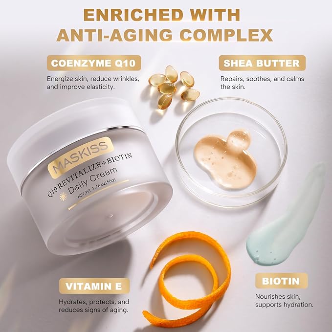 Firming Neck Cream & Anti-Wrinkle Face Cream with Coenzyme Q10, Unscented Skin Firming Neck Cream, Anti Aging Facial Moisturizer for Sensitive Skin, 1.76 Oz Jar-FemmiqueWomen