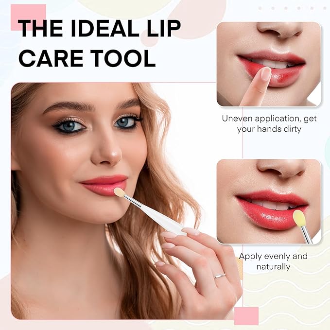 Unaone Lip Scrub Brush - 4 PCS Dual-ended Lip Scrubber Exfoliator and Silicone Lip Brush, 2-in-1 Silicone Lip Scrub Tool Lip Mask Applicator, Gentle Exfoliator & Applicator for Soft-FemmiqueWomen