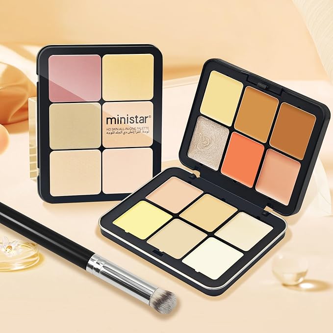12 Colors Cream [Blush+Contour+Concealer+Highlighter] Makeup Palette for Cheeks - Multi-functional Makeup Palette with Brush, Natural Matte Long Wearing, Waterproof Face Makeup Palette (#04)-FemmiqueWomen