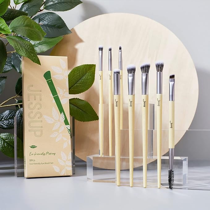 Jessup Eyeshadow Brush Set 8pcs Eye Makeup Brushes Premium Cruelty-Free Eyeshadow Blending Concealer Eyebrow Eyeliner Spoolie Brush Kit T328-FemmiqueWomen