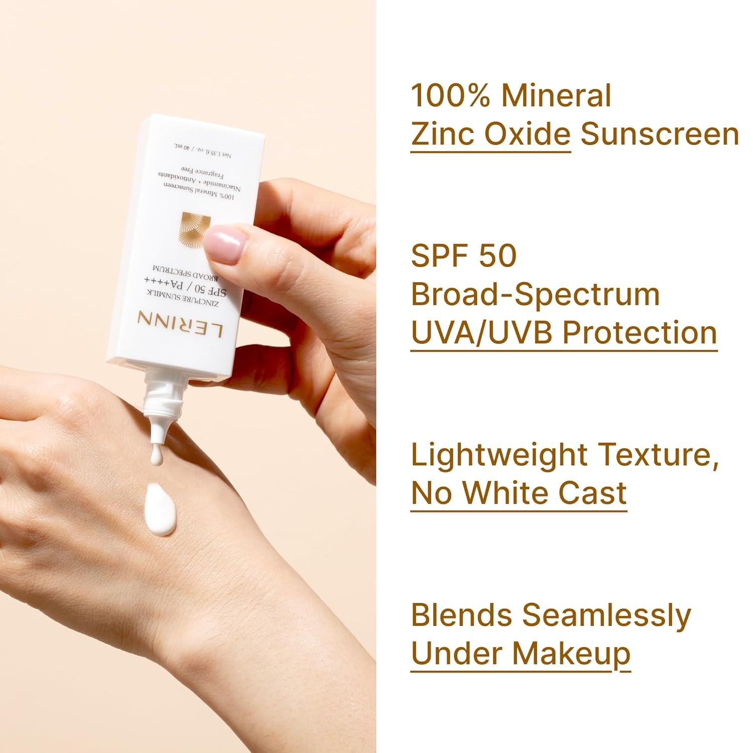 ZincPure Sunmilk SPF 50/PA++++ Broad Spectrum, 100% Mineral Facial Sunscreen, Lightweight Sheer Finish, No White Cast, Fragrance-Free Daily Moisturizer for Sensitive & All Skin Types (40 ml)-FemmiqueWomen