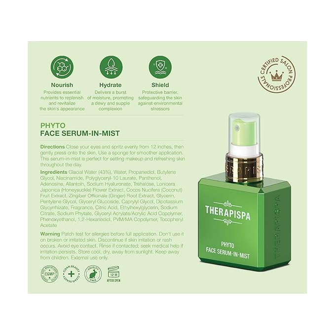 Face Serum-In-Mist – Refreshing Face Mist & Spray Serum with Niacinamide, Panthenol & Hyaluronic Acid for Hydration, Balance & Skin Vitality (Phyto, 2.0 fl oz)-FemmiqueWomen