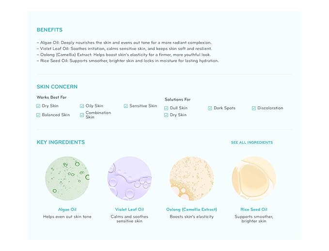 pürlisse Glow Revival Hydrating Face Oil for Women & Men - Enriched with Violet Leaf & Algae Oil for an Even Complexion - Soothing Oolong Extract Helps Boost Elasticity & Calm Irritation (1 Fl oz)-FemmiqueWomen