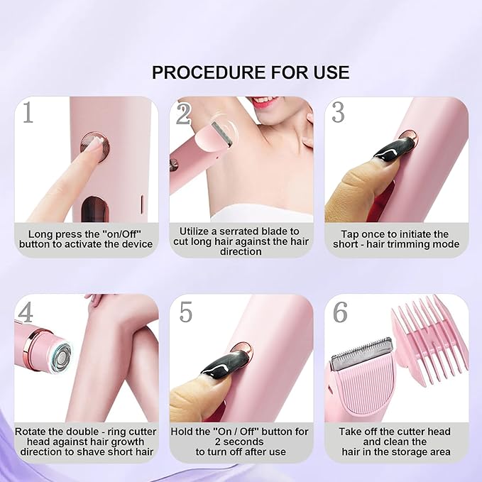 2025 Upgraded Bikini Trimmer for Women & 2 in 1 Dermave Bikini Shaver with LCD Display, Dual Head Cordless Electric Shaver, IPX7 Waterproof Wet/Dry Body Hair Trimmer for Face Body Intimate Areas,Pink-FemmiqueWomen