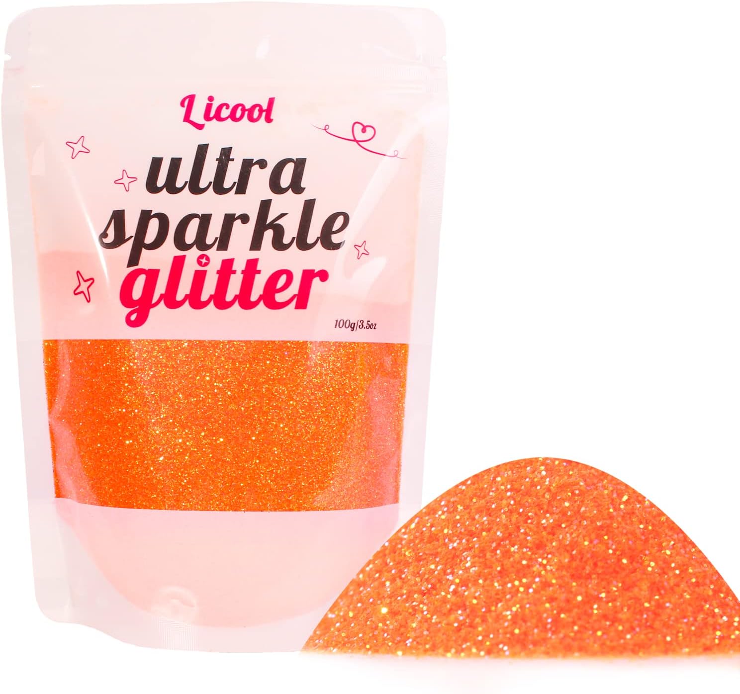 100g/3.5oz Pack Iridescent Rainbow Fine Glitter for DIY Craft, Epoxy Resin, Tumblers, Candle Making, Festival Decoration, Makeup, Body, Eye, Nail Art (Iridescent Orange)-FemmiqueWomen