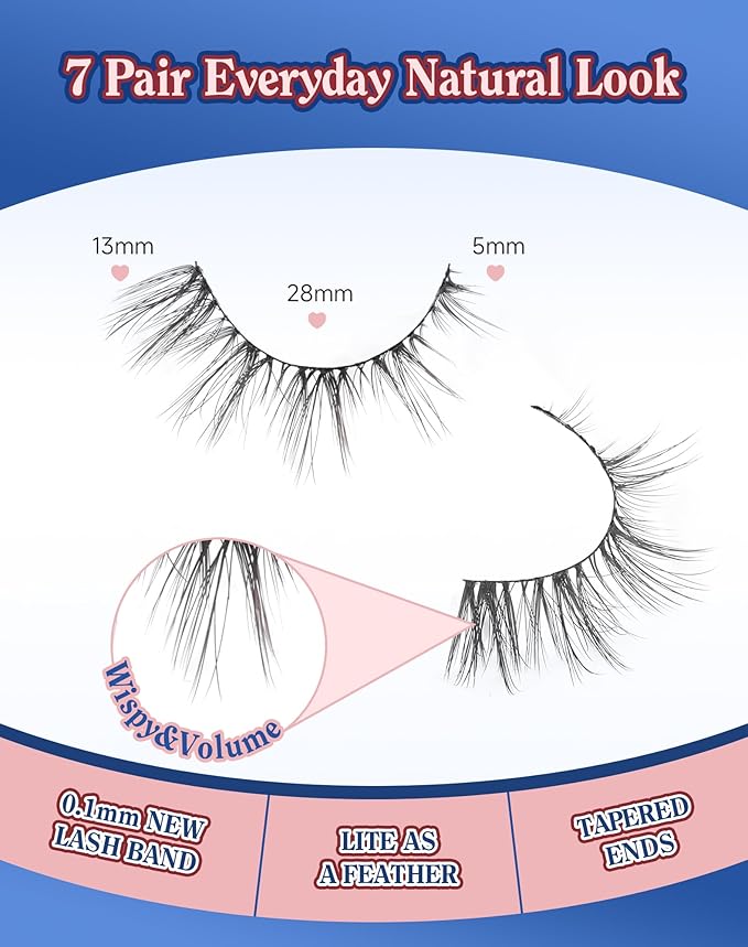 Natural Cat Eye Lashes Strip False Eyelashes Natural Look Flared Manga Spiky Eyelash 7 Pairs 13MM D293-FemmiqueWomen