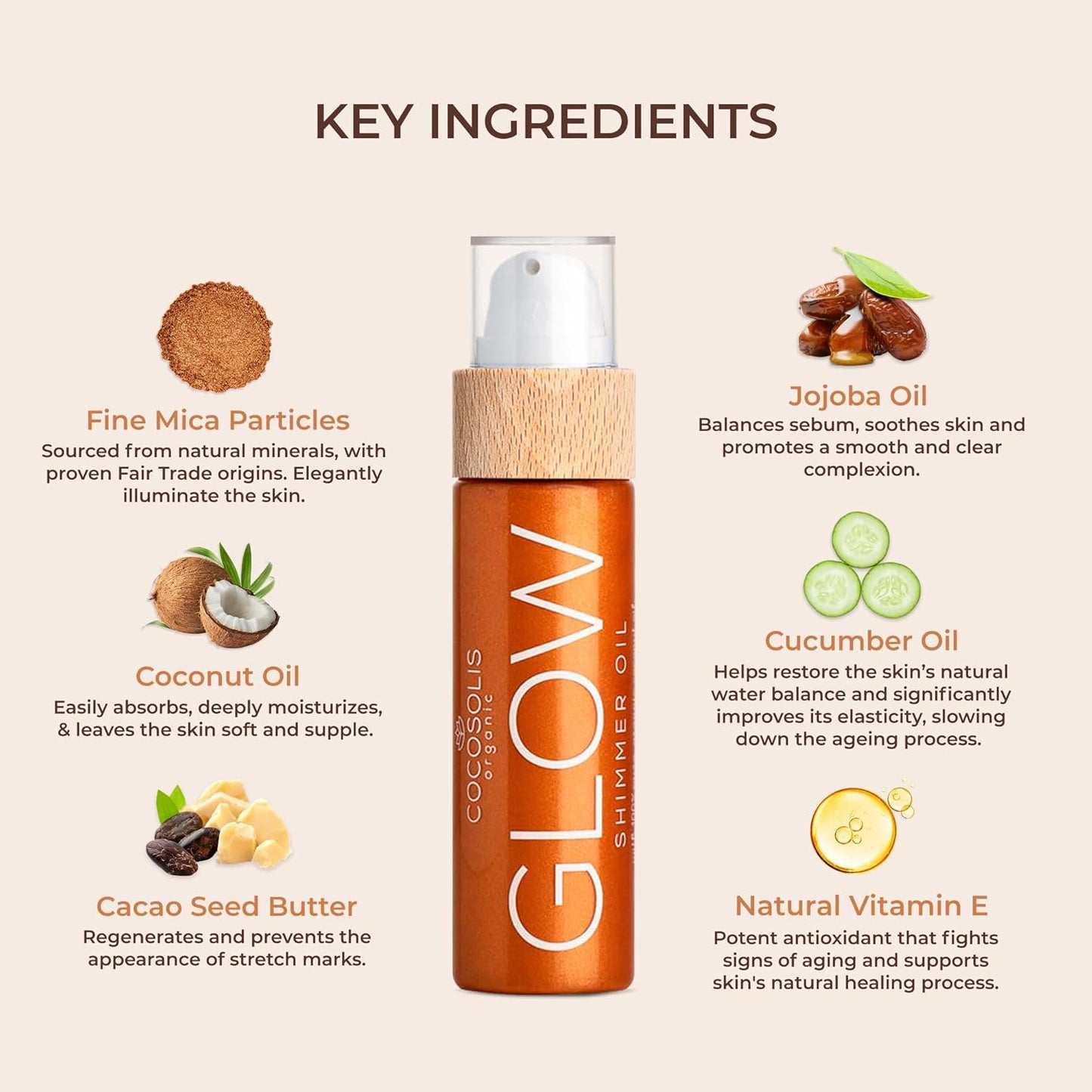 COCOSOLIS GLOW Shimmer Oil | Illuminizing Natural Dry Oil With Shiny Particles | Leaves The Skin Glowing & Enhances a Golden Tan | Gives a Luxurious Feel to Your Skin | 110ml-FemmiqueWomen