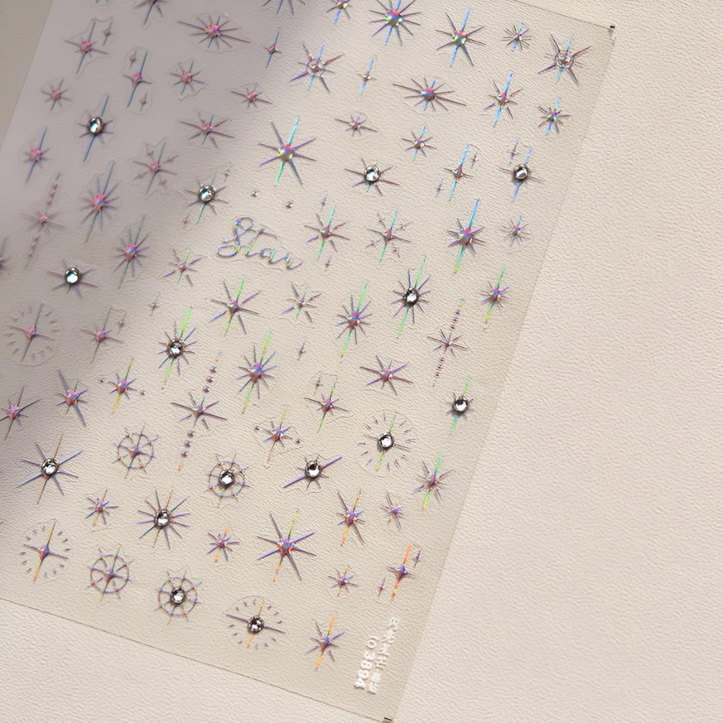 3 Sheets 5D Embossed Star Nail Stickers - Pink Gold White Glitter Shiny Design for DIY Manicure Decoration - Nail Art Supplies for Women-FemmiqueWomen