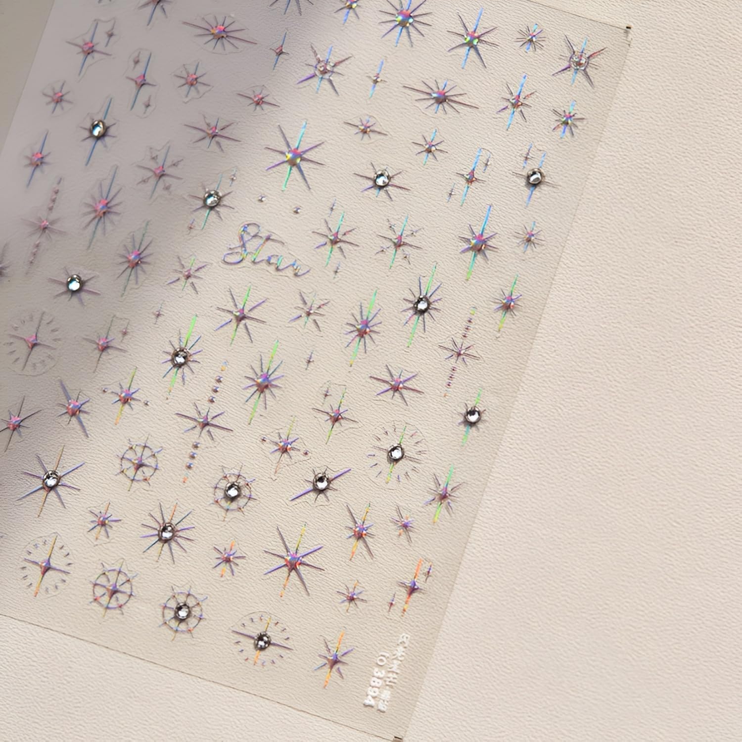 3 Sheets 5D Embossed Star Nail Stickers - Pink Gold White Glitter Shiny Design for DIY Manicure Decoration - Nail Art Supplies for Women-FemmiqueWomen