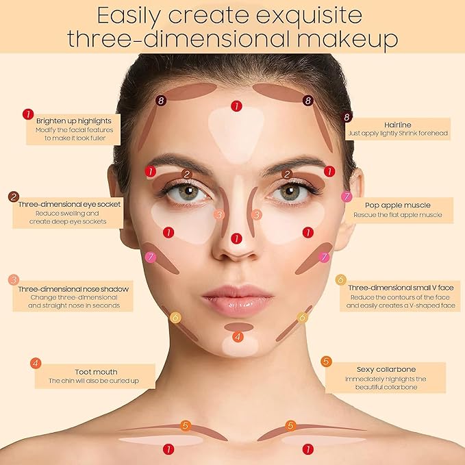 2023 Upgrade Contour Stick, 2 Colors Double-end Contour Highlighter Stick Contour Stick Face Highlighter Contour Makeup Contouring Sticks Cream Concealer (Lotus, Light Brown)-FemmiqueWomen