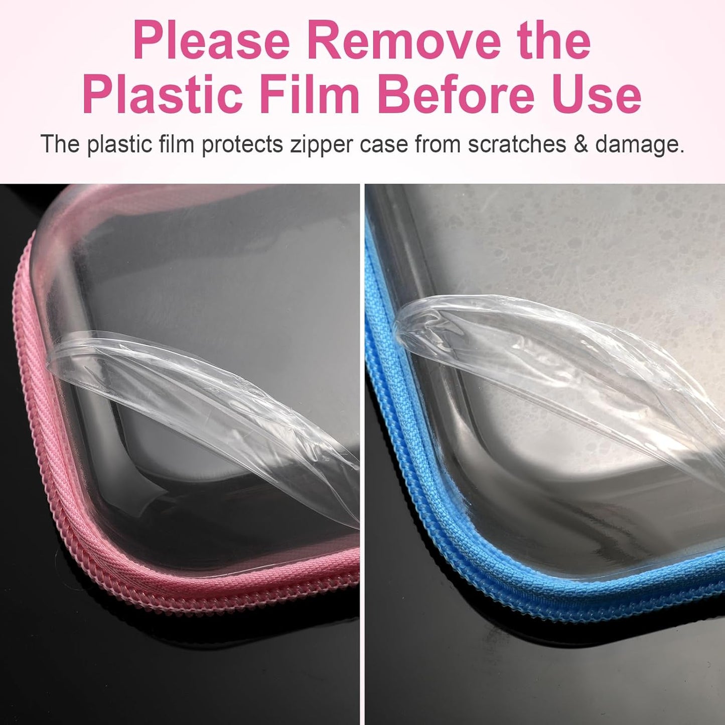 Hoolerry 4 Pcs Hard Clear Zipper Case Makeup Bags Plastic Pencil Pouch Transparent Storage Box Containers for Cosmetics, Snacks, Building Blocks, Puzzles(Multicolor,5 x 3 x 2 in)-FemmiqueWomen