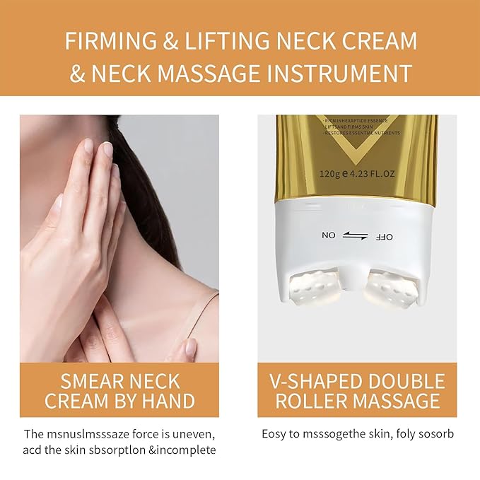 AH-8 Firming Neck Cream with Roller, Tightening & Lifting Cream for Sagging Skin, Contains Hexapeptide, Moisturizing for Face & Body Skin Tightening Cream-FemmiqueWomen