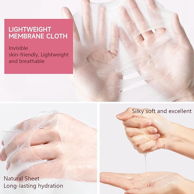 5 Pack Sheets Face Masks Skincare For All Skin Types, Cherry Facial Sheet Masks, Hydrating Facial Sheets Mask for Firming, Sheet Mask with Cherry Blossom Face Mask for Glowing Skin-FemmiqueWomen