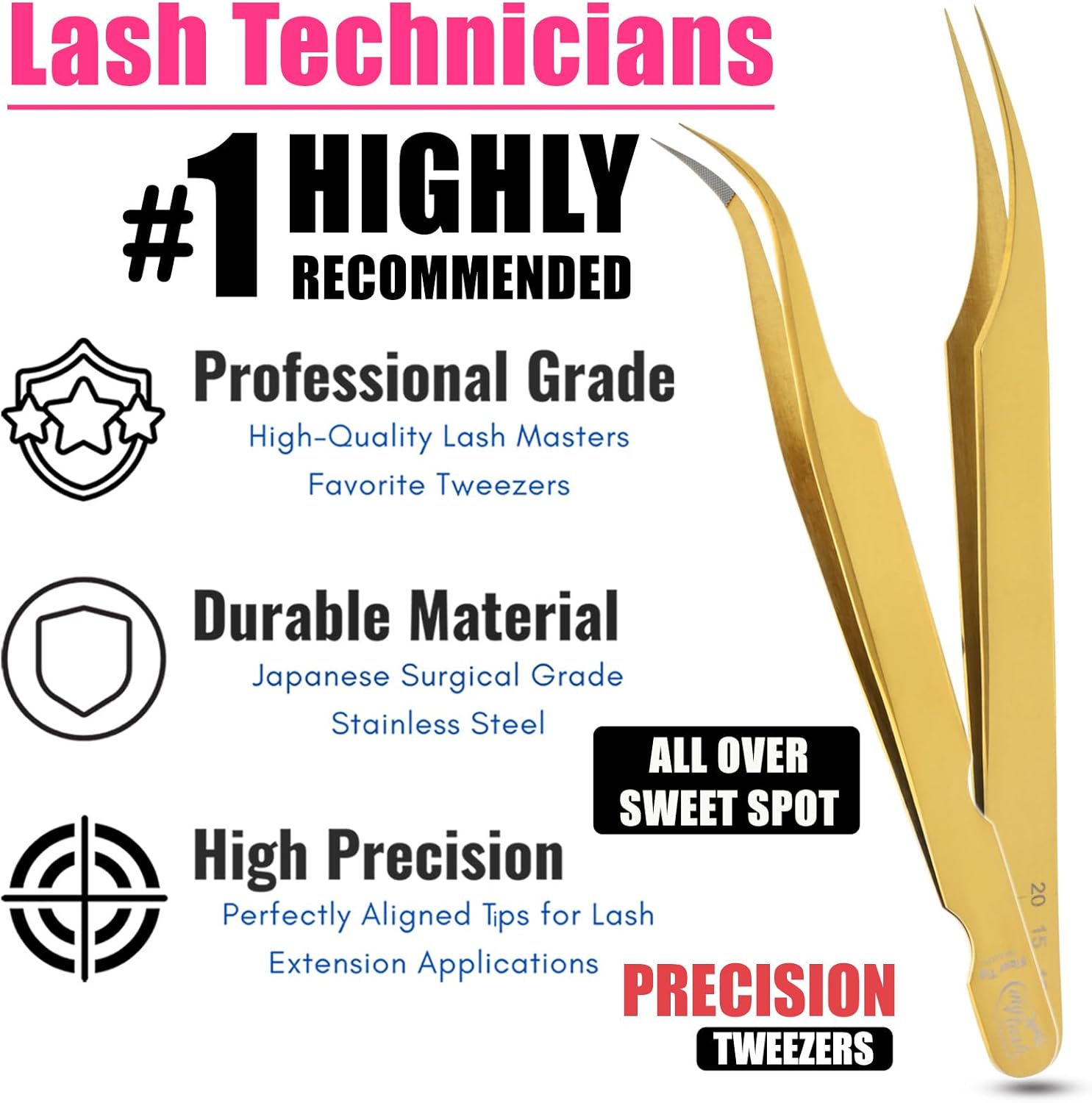 2Pcs Fiber Tip Grip Boot Volume Tweezers and Dolphin Isolation Eyelash Tweezers Set Professional Precision Mink Lashes Fan Making Mega Volume Boot Lashing Tweezers (Gold Set)-FemmiqueWomen