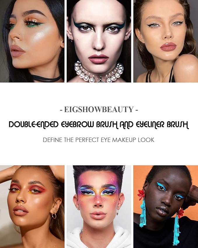 Eyebrow Brush & Eyeliner Brush, EigshowBeauty Double-Ended BrushesOne Brush For 2 Uses - Black (D104)-FemmiqueWomen