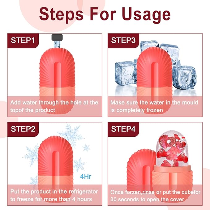 2Pcs Ice Face Roller, Reusable Silicone Mold Face Massage Eye Facial Beauty Skin Care Tools Apply Ice for Shrink Pores Anti Wrinkle Reduce Puffiness Improve Skin Elasticity, Seashell-FemmiqueWomen