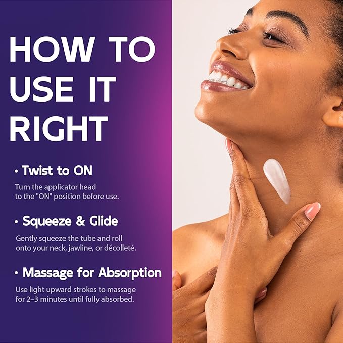 Firming Neck & Décolleté Cream with Retinol, AH-8 Hexapeptide, Collagen & Squalane – Instant Face Lift Cream for Wrinkles, Tightening & Crepey Skin – Neck Firming cream with Massage Roller – 4.3 fl oz-FemmiqueWomen