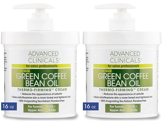 Advanced Clinicals Thermo Firming Green Coffee Bean Moisturizer Body Cream | Anti Cellulite Caffeine Firming Lotion For Legs, Arms, & Body | Skin Care Products | Aging Skin Tightening Cream, 2-Pack-FemmiqueWomen