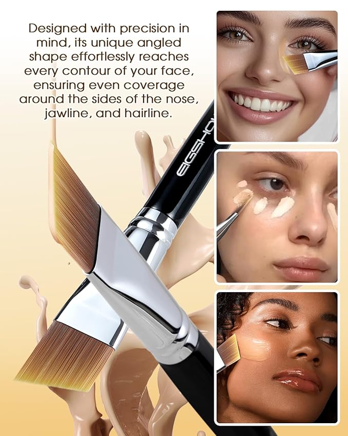 EIGSHOW Flat Foundation Brush, Vegan Synthetic Bristles, Streak Free Application, Face Makeup Brush For Blending Liquid, Cream, Face Mask (E870B)-FemmiqueWomen