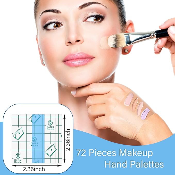 200 Pieces Makeup Hand Palette Single Use Makeup Mixing Palette Disposable Foundation Mixing Tray Adhesive Artist Cosmetic Makeup Palette Waterproof Makeup Tape for Women Girl Supplies, 2.4 x 2.4 Inch-FemmiqueWomen